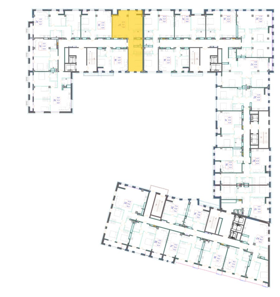 2-комнатная, 77.86 м² в Квартал Чехова