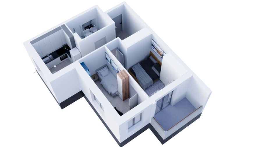 1-комнатная, 44.6 м² в Гармония