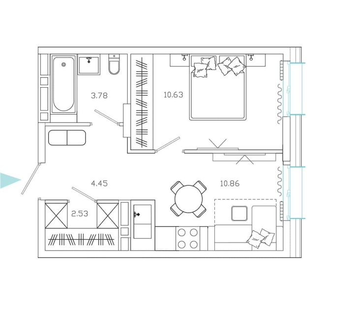 1-комнатная, 32.58 м² в Эмоции