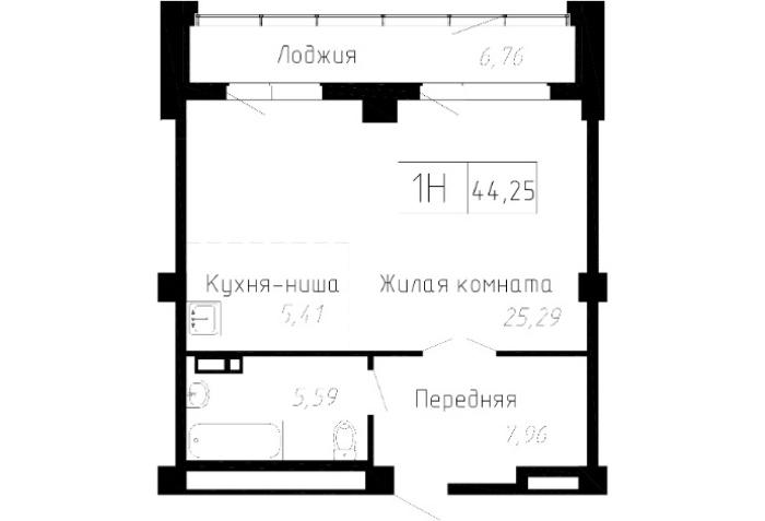 1-ΠΊΠΎΠΌΠ½Π°ΡΠ½Π°Ρ, 44.25 ΠΌΒ² Π² Π§Π°ΠΉΠΊΠ°