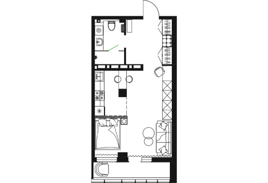 1-комнатная, 40.37  м² в Чайка
